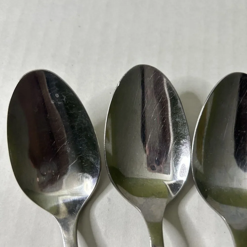 Rocco Spoon Set Of 5 Lot tablespoon? size FLAWED-ALL Damaged and Discolored Worn